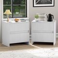 White Nightstand Set of 2, 23" Wood Bedside Table with 2 Storage Drawers, Modern Night Stand for Bedroom, Office