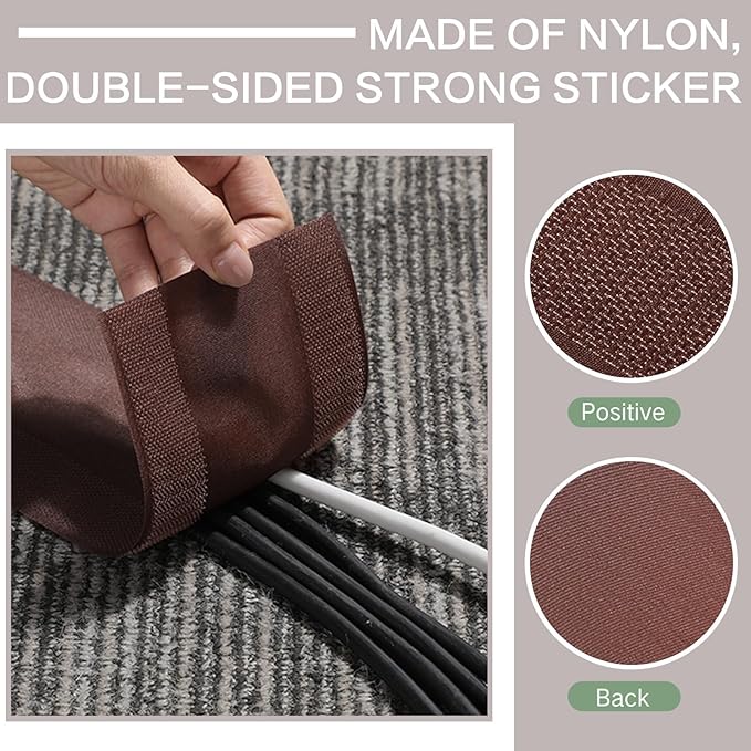 WILLBOND Carpet Cord Cover Cable Protector Floor Cover Cable Protector Management Only for Commercial Office Carpet(39.37 ft,Brown)