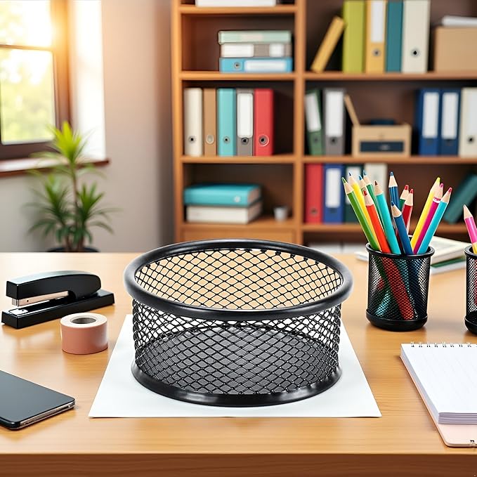 1Pc Black Metal Paper Clip Holder Mesh Paperclip Bowl Binder Clip Dispenser Desk Bobby Pin Container Organizer for Home Office Classroom School,Paper Clip Holders,Desk Supplies Holders and Dispensers