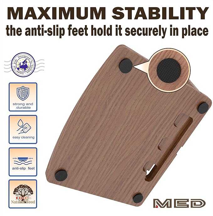 MED Wood Phone Docking Station – Nightstand Desk Organizer for Phone, Watch, Wallet & Tablet – Gift for Men, Husband, Dad & Women – Wooden Charging Stand (Black, Model 1)