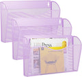 3 Single Pocket Wall File Holder, Mesh Hanging File Folder Paper Organizer, Vertical Wall Mounted Mail Basket, Storage Organization Magazine Rack for Office, Home and School, Light Purple
