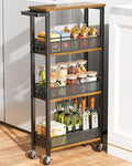 Giwil 4-Tier Slim Rolling Storage Cart for Kitchen Bathroom Organizer, Mobile Narrow Storage Cabinet Utility Cart with Wood Rack on Wheels for Pantry Laundry Small Space