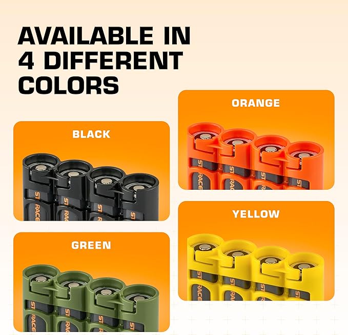 Storacell Slimline CR123 Battery Storage Caddy, Military Green, Holds 4 Batteries (Not Included)