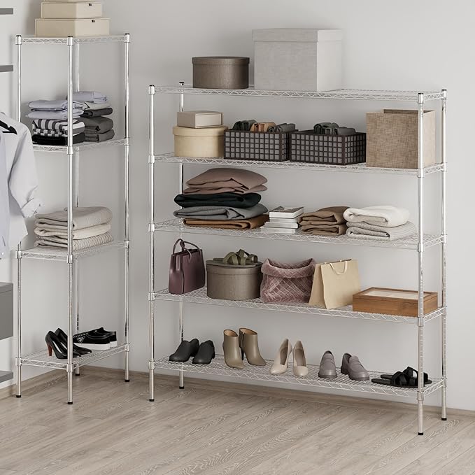14" Deep x 60" Wide x 64" Height Wire Shelving Kit | 5-Tier | NSF Commercial Storage Rack Unit