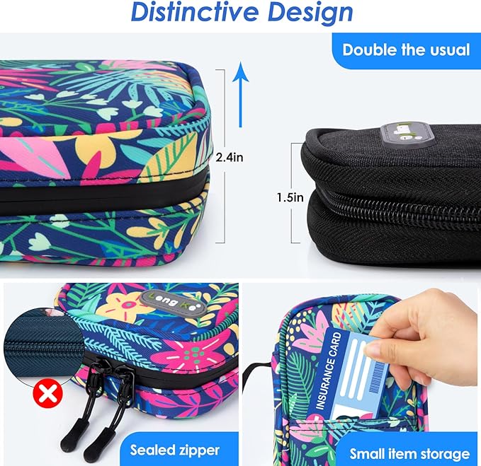 YOUSHARES Insulin Cooler Travel Case - Travel Medicine Cooler Bag for Insulin and Diabetes Supplies Travel, Insulin Case with 2 TSA Approved Gel Ice Pack (Tropical Rainforest)