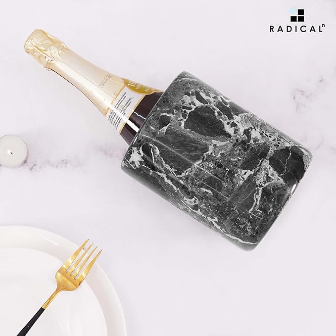 Radicaln Marble Wine Chiller Black 6.5" Inches Handmade Beverage Cooler For Bar Accessories, Wine Chiller For Champagne, Wine Bottle Cooler for Christmas Decor