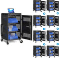 8 Pack | Fully Assembled 30 Bay Multi Device Charging Station for Chromebook,iPad,14'' Laptop,Pre Built Computer Charging Cart with Charger Cable Management,Circuit Breaker,Grounding Protection(Black)