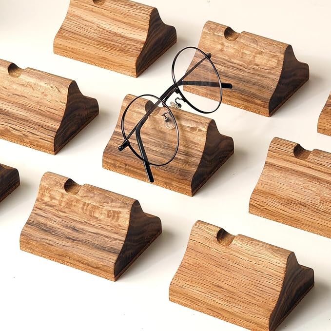 Handmade Wood Carving Eyeglasses Stand Wood Glasses Holder Sunglasses Display Stand Home Office Desk Supplies (OAK)