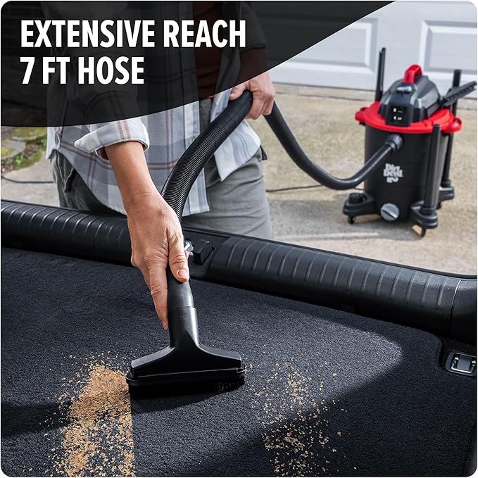 Dirt Devil 8 Gallon Corded Wet Dry Shop Vacuum, Portable, Heavy Duty Vacuum for Garage, Home, Workshop or Vehicle, Compact Design with Versatile Tools, Wet/Dry Shop Vac