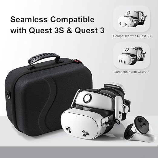 Large Hard Travel Case for Meta Quest 3/Quest 3S, Compatible with BOBOVR S3 Pro/Kiwi Design Battery Head Strap, Controllers & Accessories, Portable Carrying Case for Oculus Quest 3/3S Black