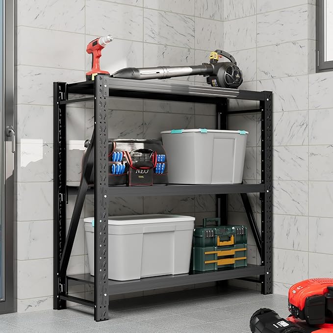 Garage Shelving Unit Rustproof 50“W Heavy Duty Storage Shelves Easy Assembly 3 Tier Adjustable Metal Steel Utility Shelf Rack Garage Storage Organize for Tools Basement,Warehouse