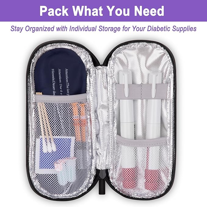 Insulin Cooler Travel Case with 90g TSA Approved Ice Packs – Insulated Diabetic Medication Bag for Insulin Pens & Supplies – Compact & Waterproof for Daily Use & Travel