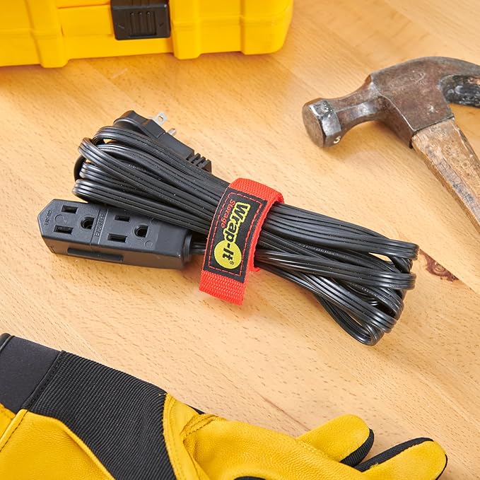 Quick-Straps by Wrap-It Storage - Assorted 12-Pack Black - Hook and Loop Hose and Cable Organizers