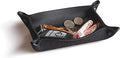 Main Street Forge Leather Valet Tray for Men – Rustic EDC Organizer for Keys, Phone & Wallet – Made in USA – Midnight Black