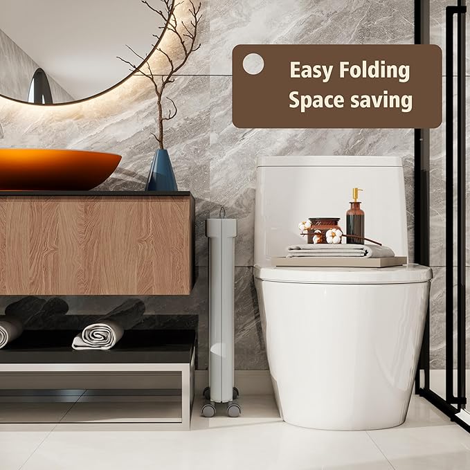 UAK Laundry Basket with Wheels, Collapsible Plastic Laundry Hamper with Handle, Foldable Laundry Basket Organizer for Laundry and Bathroom (Light Grey, XXXL)