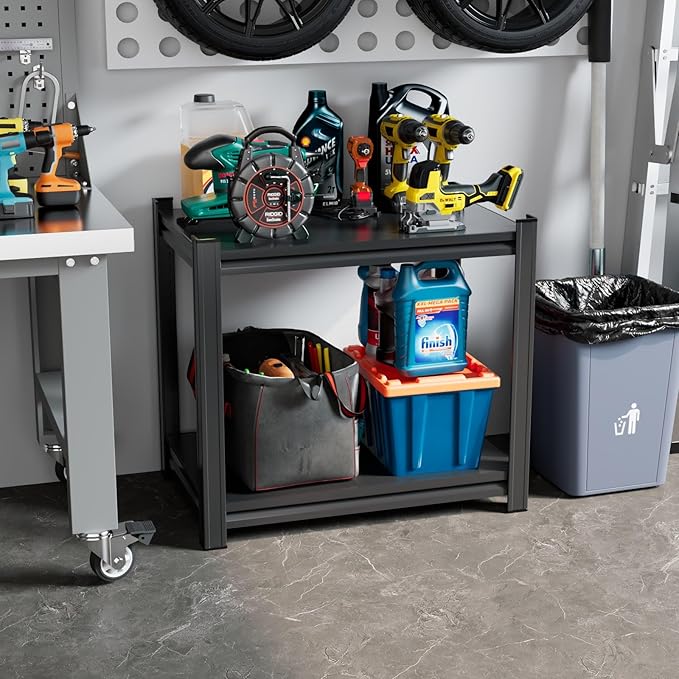 Garage Storage Shelves,5 Tier Shelving Unit, 40 inch Wide, 18” Deep, 78” Tall Organizer Metal Shelf for Basement/Laundry/Pantry Heavy Duty, Adjustable,Easy to Install (2Tier-14"W X12"DX22"H -UPDATE)