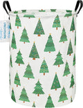 LANGYASHAN Laundry Basket Canvas Fabric Collapsible Organizer Basket for Storage Bin Toy Bins Gift Baskets Bedroom Clothes Children Nursery Hamper (Christmas Tree)