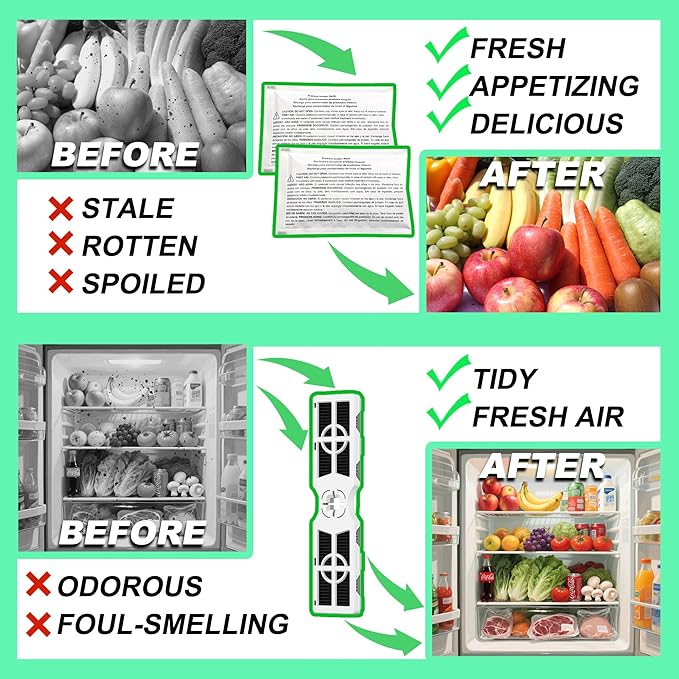 4 Pack Replacements for Frigidaire FRPAPKRF2PK FRPAPKRF Pure Air Produce Keeper and 4 Pack Replacements for Frigidaire PureAir AF-2 Air Filter (AF-2)