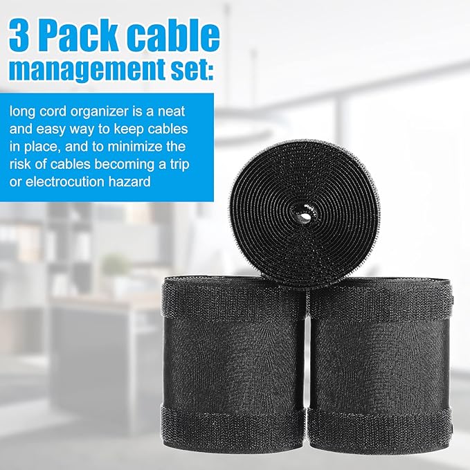 WILLBOND Carpet Cord Cover Cable Protector Floor Cover Cable Protector Management Only for Commercial Office Carpet(29.53 ft,Black)