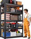 71"H Garage Shelving-5-Tier Heavy Duty Storage Shelves, Adjustable Metal Shelving Unit, Utility Garage Organizer Shelf for Basement, Pantry, Kitchen, Warehouse,13.8"D x 31.5"W x 71.2"H, Black