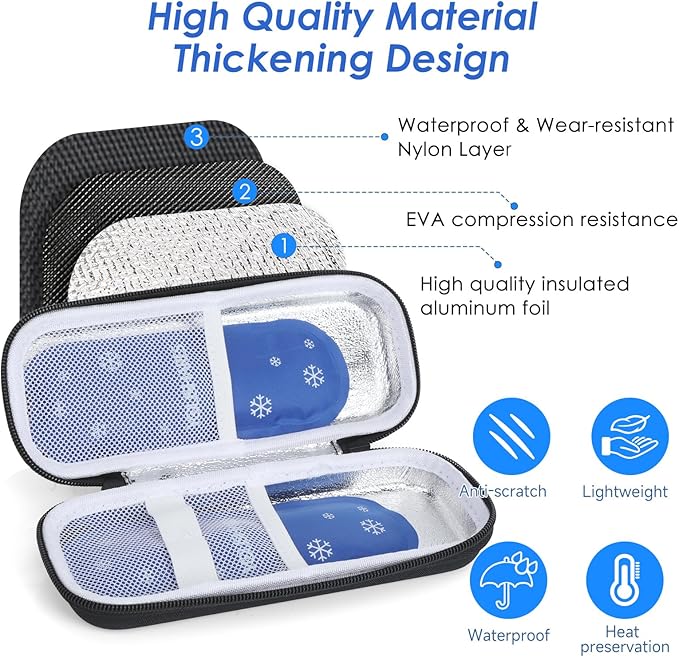 YOUSHARES Insulin Cooler Travel Case TSA Approved - Portable Medication Cooler for Travel and Daily Life, Diabetic Travel Case with 2 Ice Packs