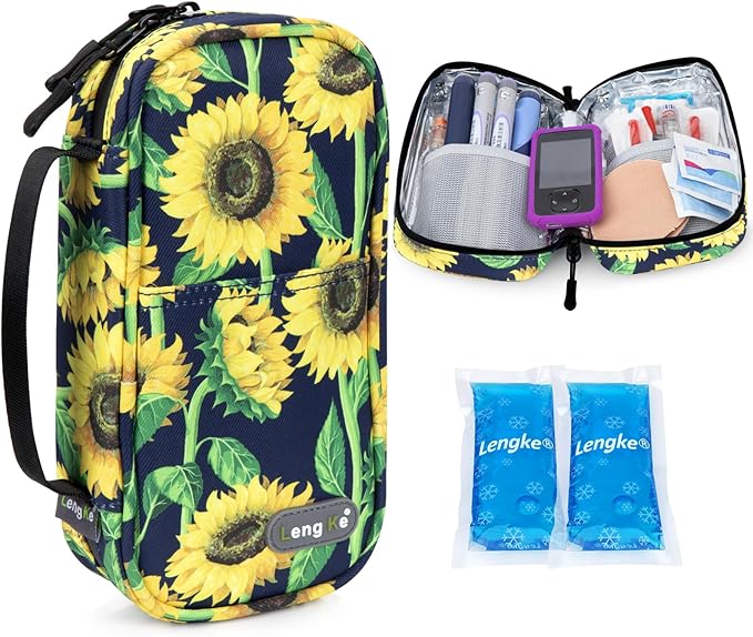 YOUSHARES Insulin Cooler Travel Case - Travel Medicine Cooler Bag for Insulin and Diabetes Supplies Travel, Insulin Case with 2 TSA Approved Gel Ice Pack