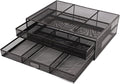 Pilipane Monitor Stand Riser with Drawer Large Storage Space Anti Slip Rubber Pad Metal Mesh Monitor Riser for Office Household