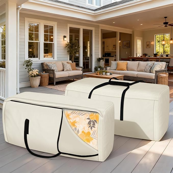 Porch Shield Outdoor Cushion Storage Bag 62 inch Waterproof Outside Storage Bags for Patio Furniture with Zippers and Handles