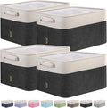 BALEINE 4 Pack Fabric Storage Bins for Shelves, Linen Storage Baskets for Organizing, Decorative Closet Bins for Clothes, Home (Black, 12"x8"x8")
