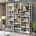 Homykic Bamboo Triple Wide Bookshelves and Bookcases, 6-Tier Shallow Open Bookcase with 17 Display Shelves, 6ft Super Large Freestanding Book Shelf for Home Office, Bedroom, Living Room, Pure White