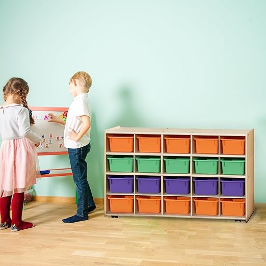 Contender C14503APF-C5 (COO2Z) Mobile 20 Tray Storage with Assorted Pastel Trays - Assembled with Casters