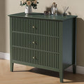 RoyalCraft Green Fluted 3 Drawer Dresser, 32 inch Wide Dresser Nightstand for Bedroom, Modern Wood Chest of Drawers, Large Painted Nightstand with 3 Drawers for Closet, Hallway, Entryway