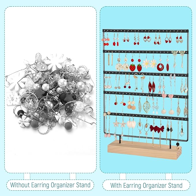 Earring Holder Organizer, Ear Jewelry Tree Organizer for Women, Earring Hanger with 5 Tiers & 120 holes