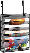 6-Tier Hanging File Organizer Office Cubicle Accessories for Work Organizer Wall Mount File Holder for Mails Folders Papers Magazine Organization, Black