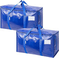 TICONN 2 Pack Extra Large Moving Bags with Zippers & Carrying Handles, Heavy-Duty Storage Tote Moving Boxes for Space Saving (2 Pack, Blue)