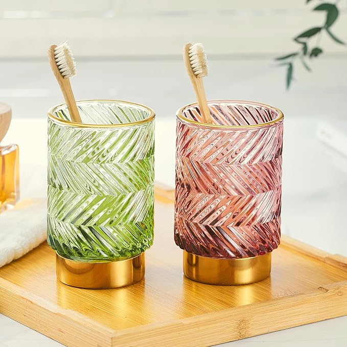 Makeup Brush Holder Organizer,Toothbrush Holders,Desk Pen Pencil Holder,Multifunctional Vintage Glass Brush Cup（A40-1-US）