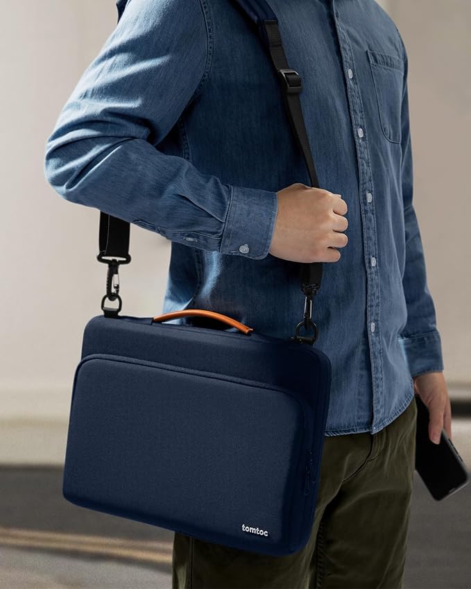 tomtoc 360 Protective Laptop Shoulder Bag for 13-inch 2025 MacBook Air M4/A3240, M3/A3113, M2/A2681, M1/A2337, MacBook Pro M2/A2686 M1/A2338, Water-Resistant Laptop Accessory Carrying Case Sleeve