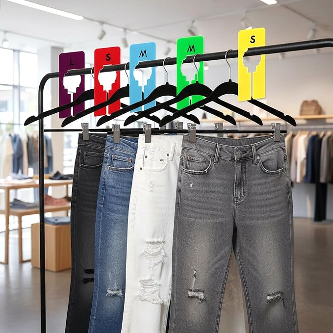 8PCS Clothing Rack Dividers, 8 Colors Plastic Organizer Rack Size Dividers for Hanging Clothes, Rectangular Reusable Closet Shelf Labels & Separators