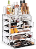 Sorbus Acrylic Makeup Organizer Set, 7-Drawer Vanity & Countertop Cosmetic Storage with Small & Wide Compartments, Clear Makeup Storage for Brushes, Lipsticks, Jewelry – Holiday Gift for Women & Teens