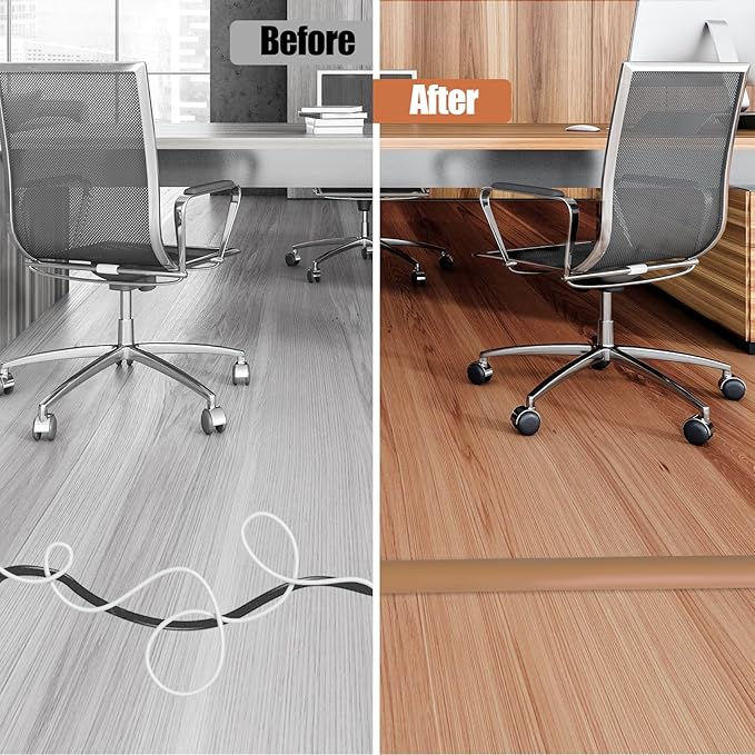 Floor Cord Cover Self Adhesive Cord Hider,3.3FT Cable Management, Extension Strip Protector for Wires, Prevent Cable Trips for Offices, Gyms, Exhibitions Cavity:0.47"(W) x 0.35"(H) Brown