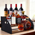 3-Tier Liquor Bottle Display Shelf, Exquisite Metal Design, Extra Large Bar Organizer for The Home Bar, Countertop Wine Rack with Smooth Handles, Retro Bar Shelf Stand for Whiskey, Spirits