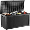 320 Gallon Outdoor Storage Box, Large Outdoor Deck Box,Waterproof & UV Resistant Resin Storage Box Lockable for Patio Cushions, Gardening Tools, Pool Accessories(Black)