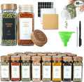 Spice Jars with Label，4oz Seasoning Containers, Glass Spice Bottles with Shaker Lids,Funnel, Chalk Pen (48)