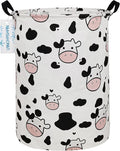 LANGYASHAN Storage Bin, Canvas Fabric Collapsible Organizer Basket for Laundry Hamper,Toy Bins,Gift Baskets, Bedroom, Clothes,Baby Nursery (Spotted Cow)