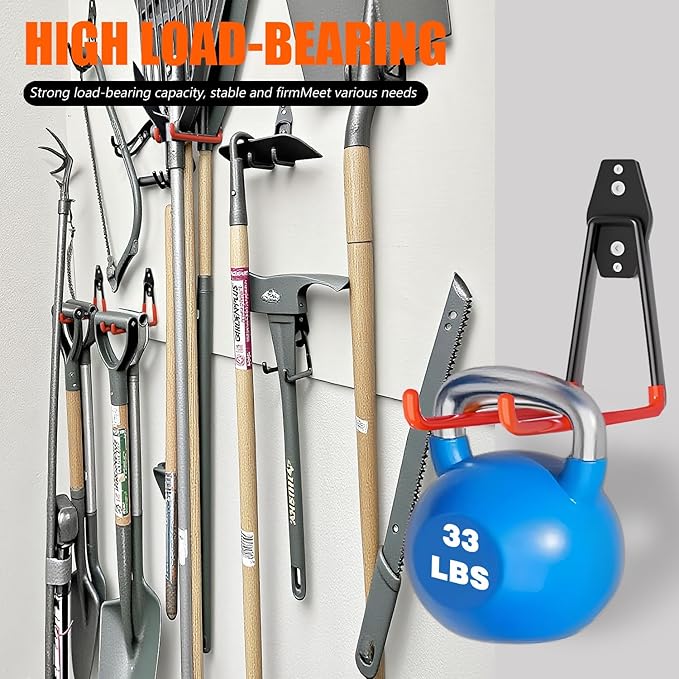 Garage Hooks Heavy Duty，2 Pack Garage Tool Organizer Wall Mount, Utility Steel Garage Storage Hook for Hanging Power and Garden Tools, Ladders, Hose, Bikes, Ropes, Bulk Items
