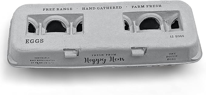 Egg Cartons- Adorable Printed Design for Farm Fresh Eggs, Recycled Paper Cardboard, Sturdy & Reusable, Holds up to XL Chicken Eggs (Blank Stamping, 90)