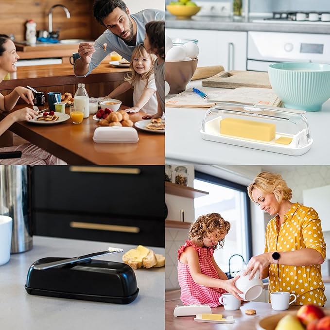 Butter Hub Butter Dish with Lid and Knife, Magnetic Butter Keeper, Easy Scoop, No Mess Lid, Plastic, Dishwasher Safe (Pistachio)