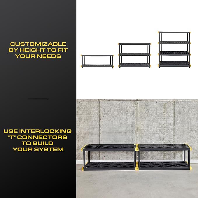 CX Black & Yellow, Shelving Unit and Heavy Duty Storage Containers, Extremely Durable (Shelf + 27 Gallon Container (8-Pack)), for Garage, Warehouse & Seasonal Storage