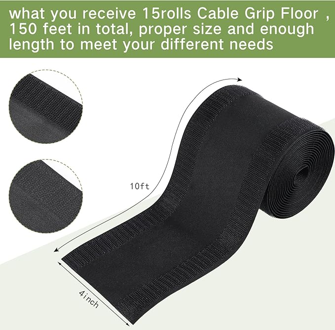 WILLBOND Carpet Cord Cover Cable Protector Floor Cover Cable Protector Management Only for Commercial Office Carpet(196.85 ft,Black)