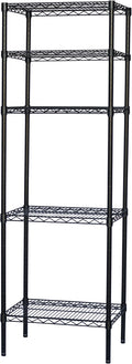 Shelving Inc. 8" d x 24" w x 54" h Black Wire Shelving with 5 Tier Shelves, Weight Capacity 300lbs Per Shelf